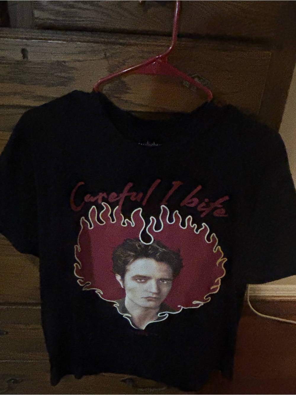 Black Graphic "Careful I Bite" Crewneck T-Shirt